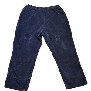 d&co. Corduroy Pants Women's 3X Navy Blue Pull-on Elastic Waist Classic Comfy